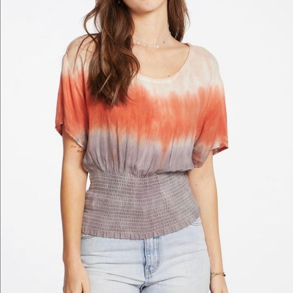 EVEREVE | Chaser Heirloom Gauze Smocked Waist Ombré Top Women's NEW Medium Boho